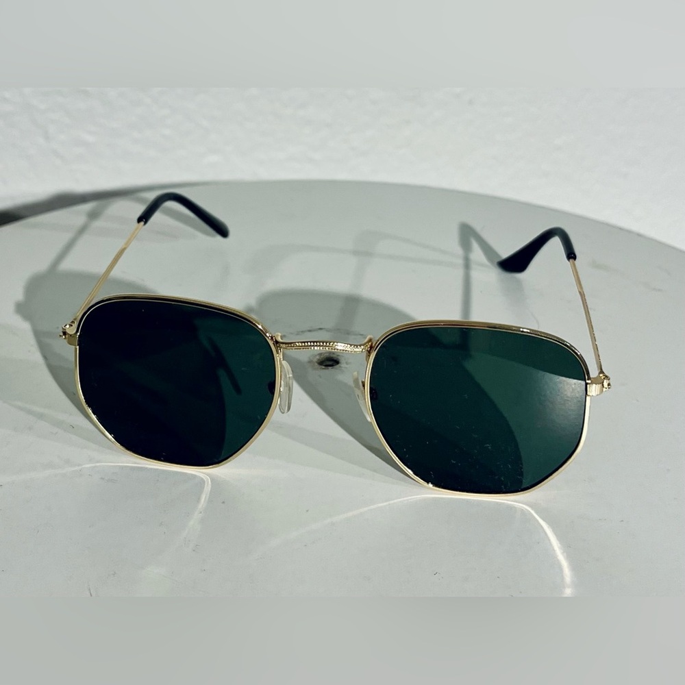 Gold Frame Sunglasses with Dark Lenses